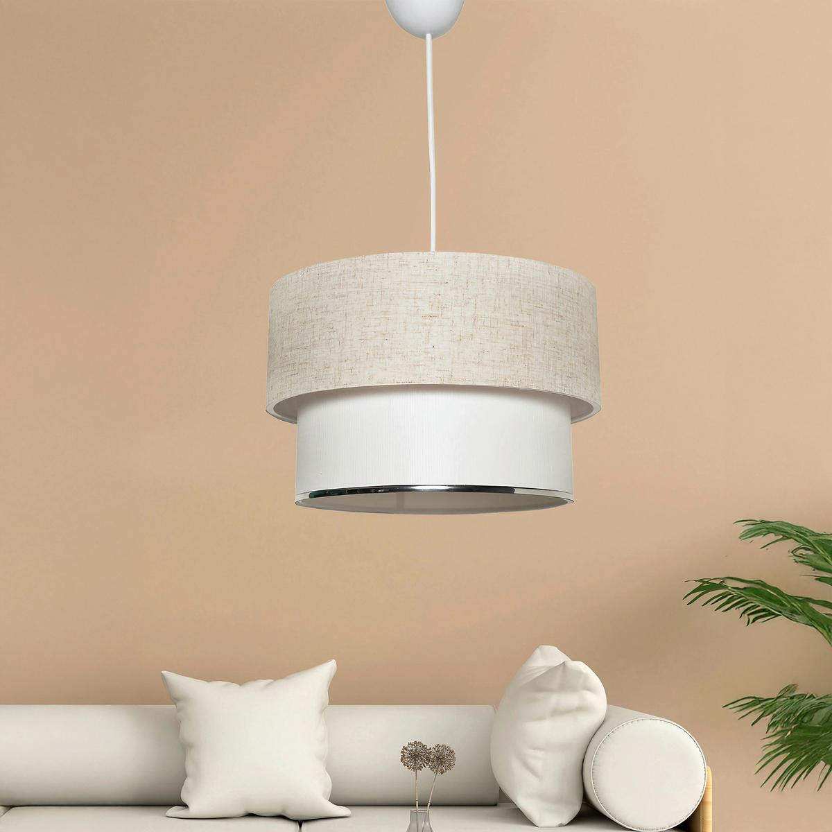 LAMPA WISZĄCA CORBEU - CREAM - kremowy/biały, Design, metal/tkanina (30/75cm) - P & B