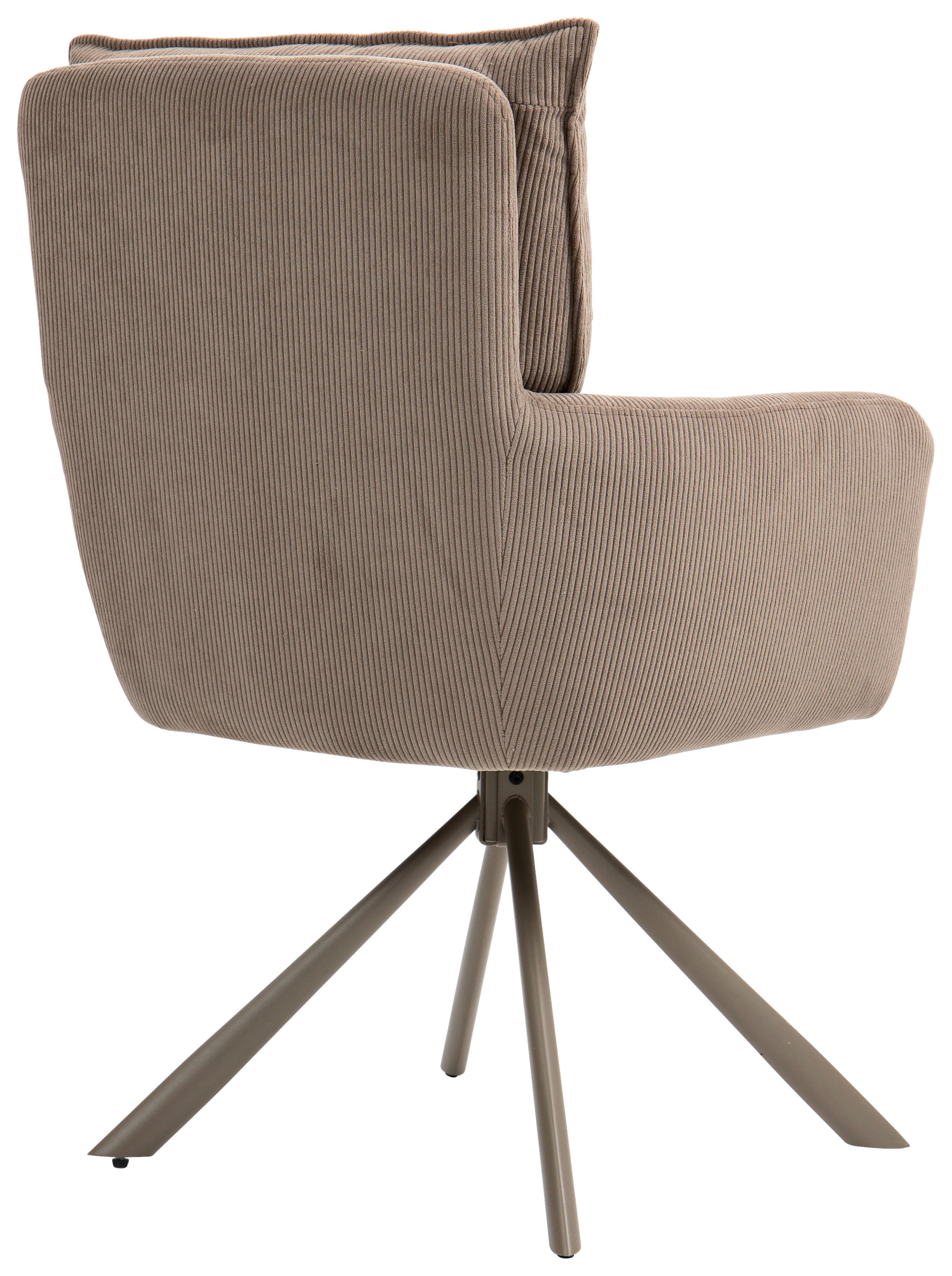 KRZESŁO Z PODŁOKIETNIKAMI POINT -EXKLUSIV- - brązowy, Design, metal/tkanina (61/95/67cm) - Novel