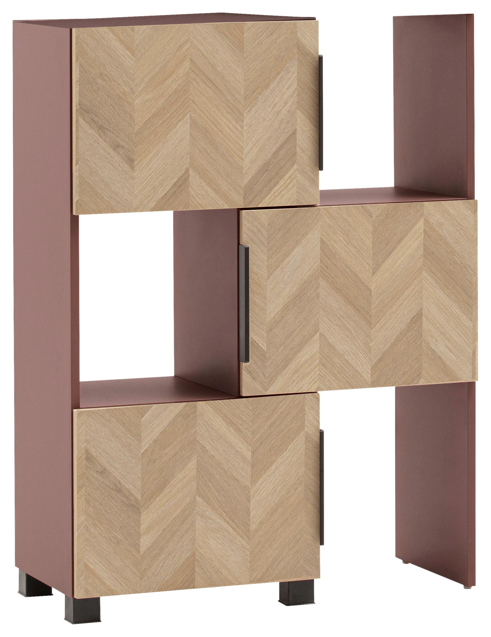 Regal Piazza Rosa/Eichefarben - Eichefarben/Schwarz, MODERN, Holzwerkstoff/Kunststoff (32,60/59,7/39,10cm) - Mömax