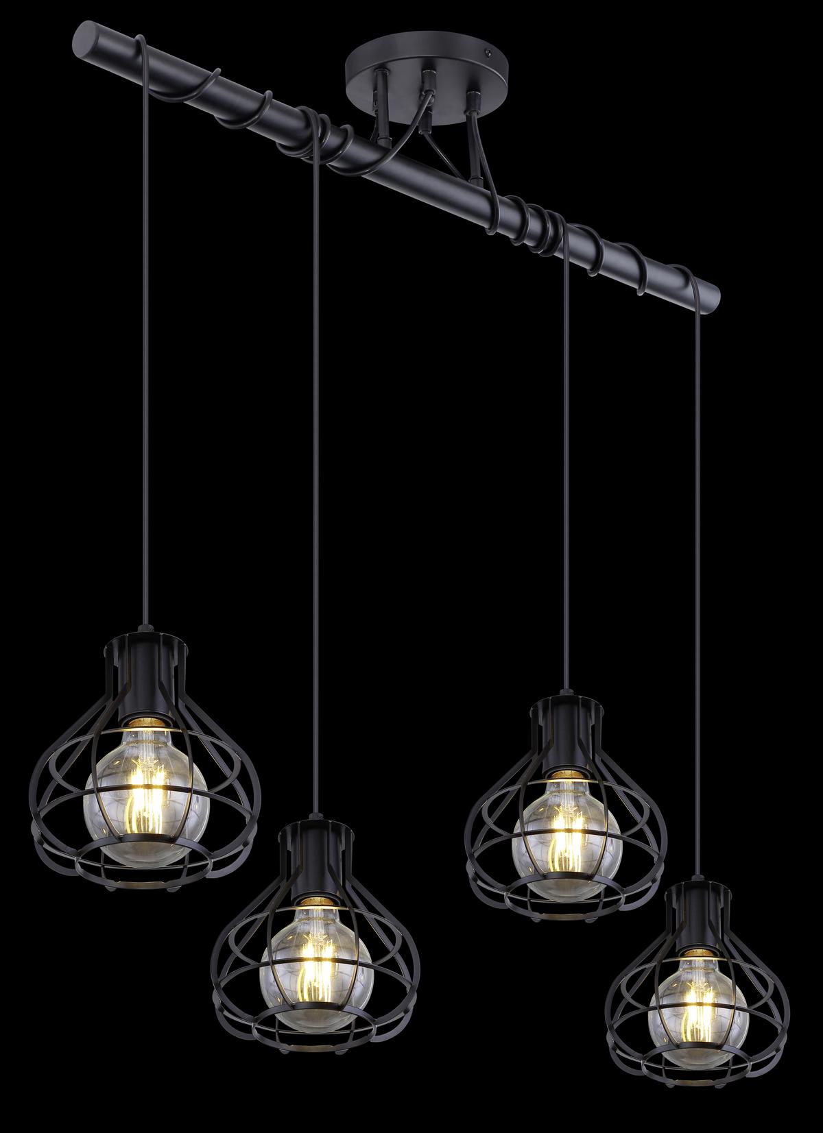 Deckenleuchte 15388-4D in Schwarz max. 60 Watt - Schwarz, Trend, Metall (80/18/100cm) - Globo