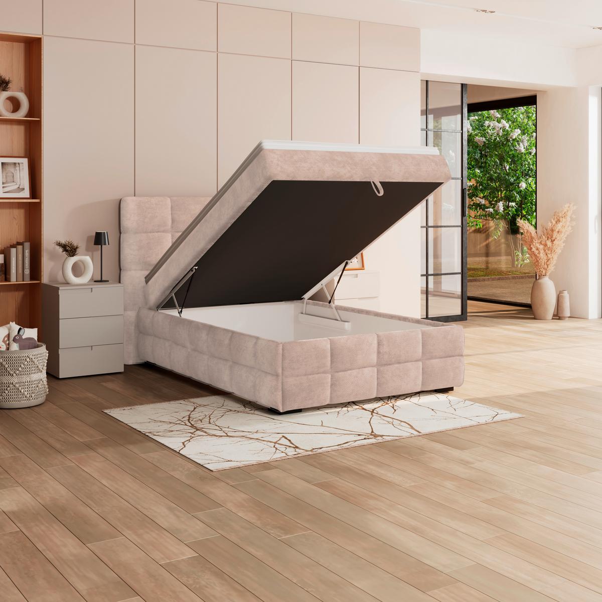 PAT BOX VEGA - bej/alb, Trend, lemn/textil (120/200cm) - Modern Living