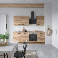 Küchenblock Structura High m. Geräten Eiche dunkel - Eiche dunkel/Schwarz, MODERN, Holzwerkstoff/Metall (240cm) - Nobilia