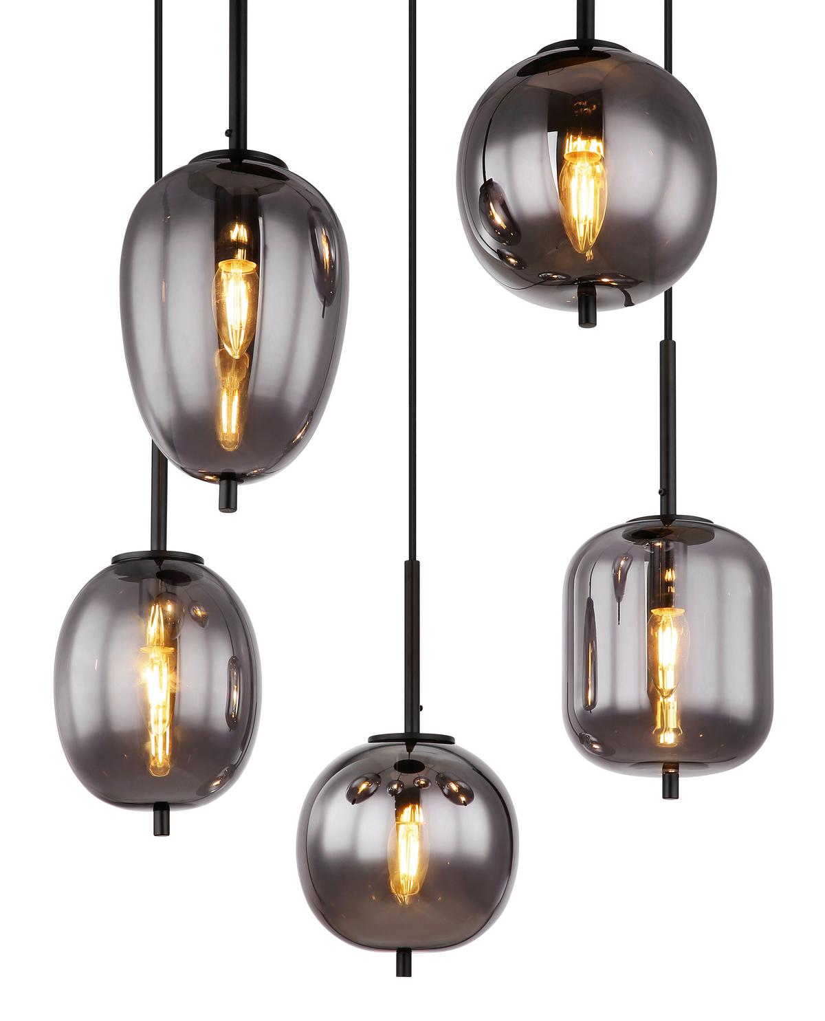 Hängeleuchte Blacky max. 40 Watt - Schwarz, Design, Glas/Metall (57,5/150cm) - Globo