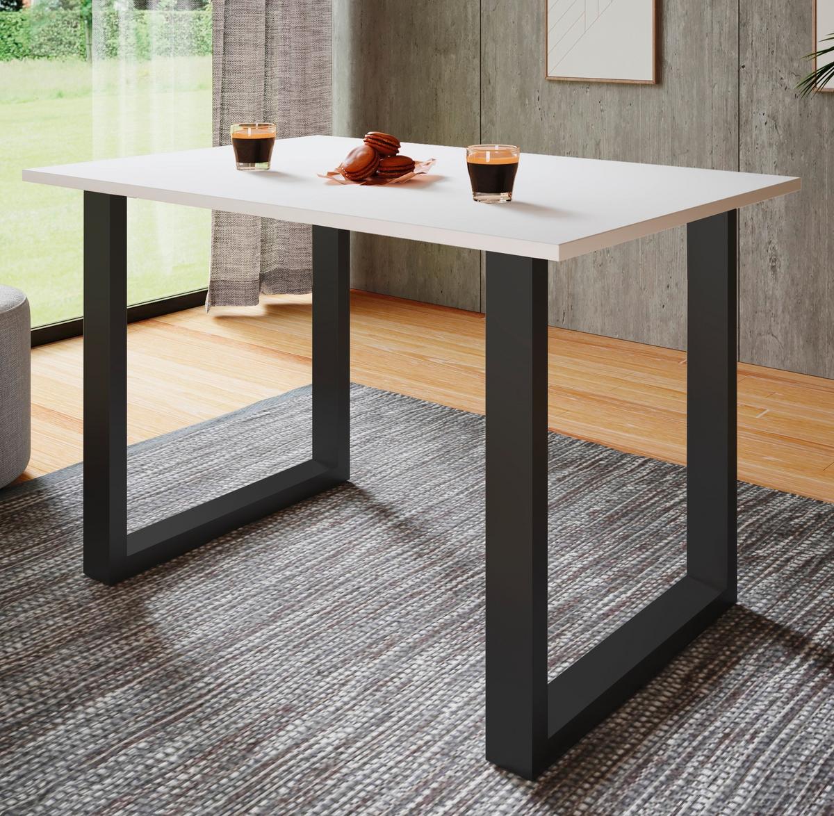 SCHREIBTISCH LONA - Weiss/Silberfarben, Design, Holzwerkstoff/Metall (160/80/76cm) - MID.YOU