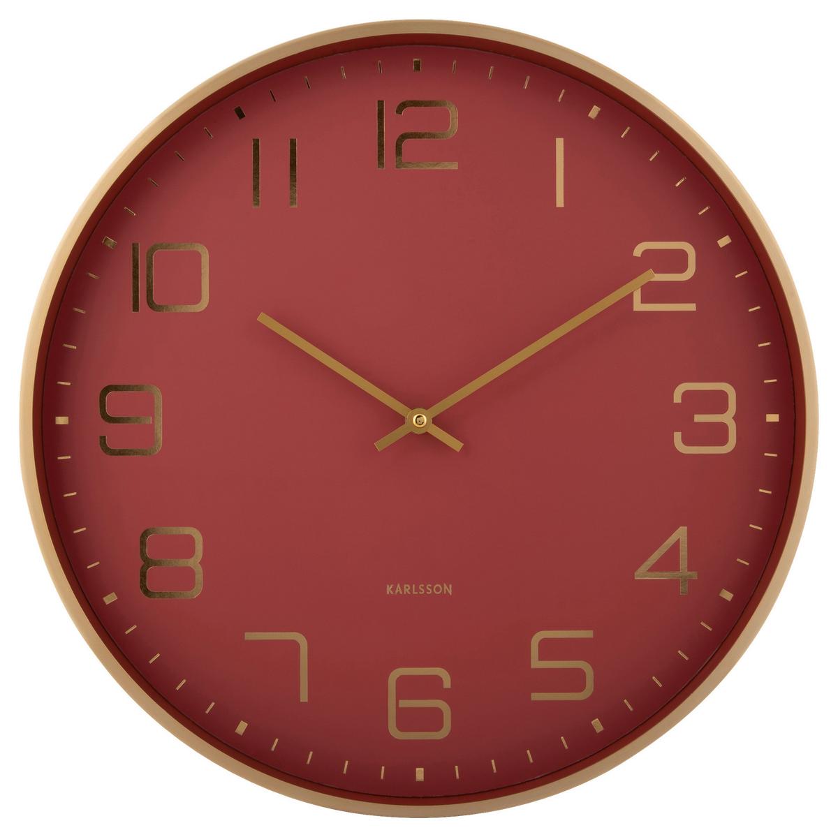 ZEGAR ŚCIENNY KA5973RD - czerwony/kolor złoty, Basics, metal (40/40/4,2cm) - Karlsson
