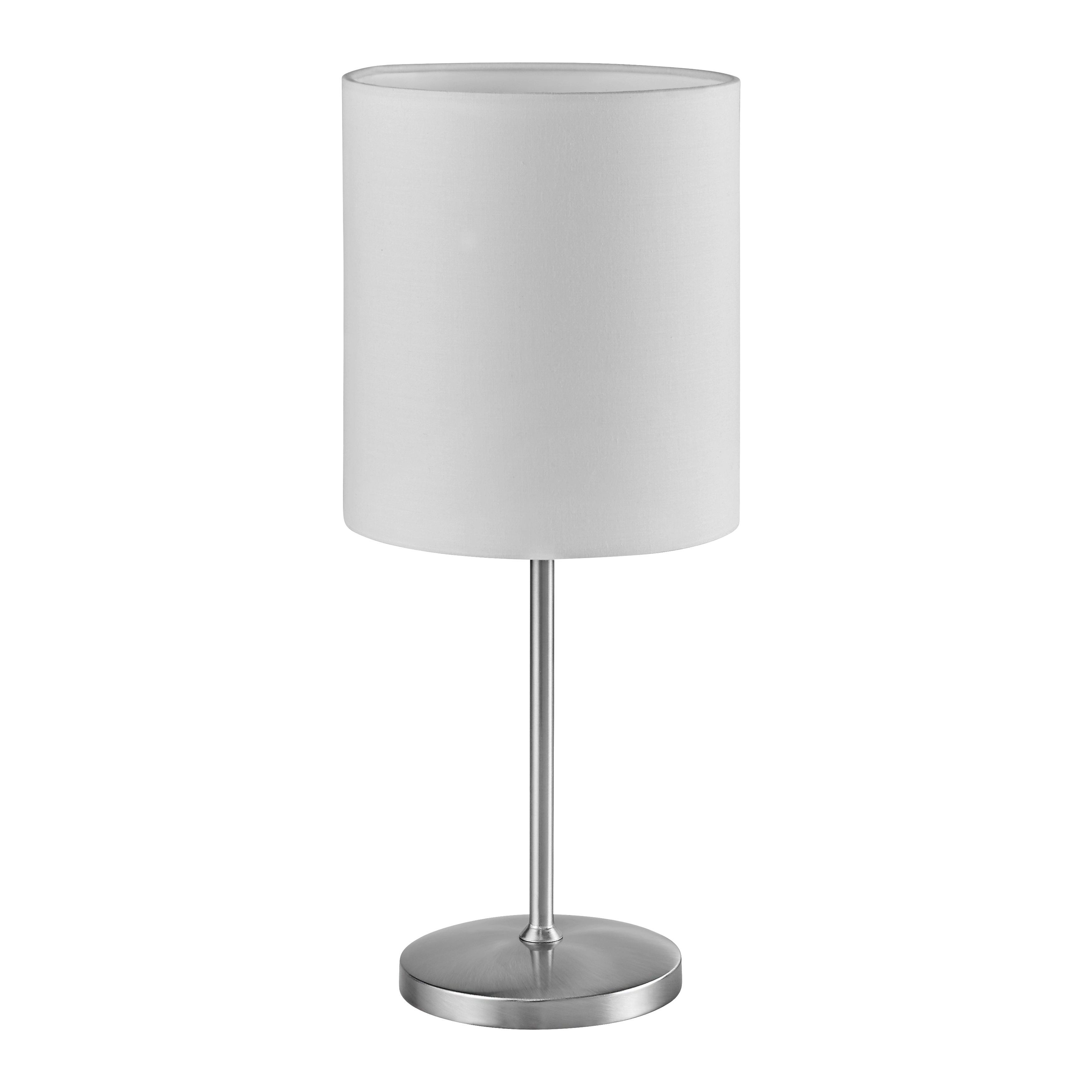 TISCHLEUCHTE max. 40 Watt 'Maxwell' - Naturfarben/Nickelfarben, MODERN, Textil/Metall (18/42cm) - Bessagi Home