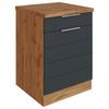 Küchenunterschrank Florenz ca. 60 cm Grau/Eiche - Eiche Wotan/Grau, Design, Holzwerkstoff/Metall (60/86/60cm) - Held