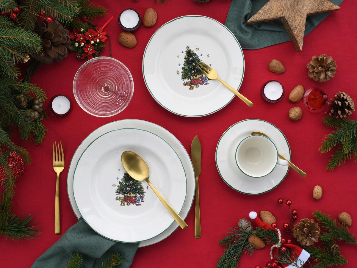 Kombiservice Tannenbaum Multicolor/Weiß, 30-teilig - Multicolor/Weiß, Basics, Keramik - Creatable
