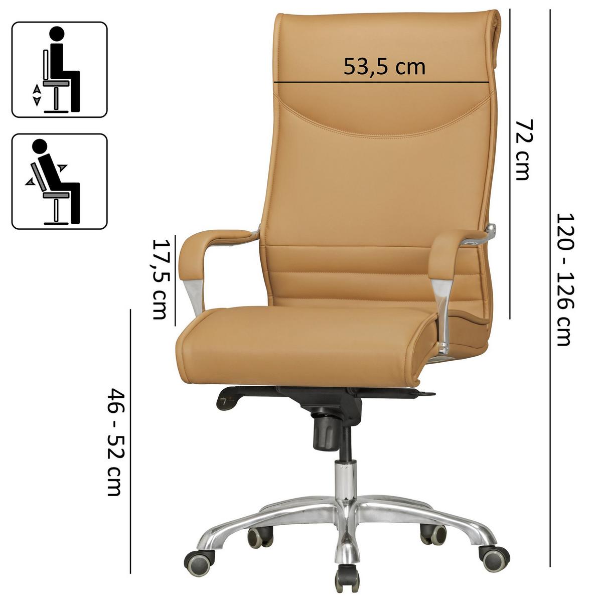 Vrtljivi Stol Bigboss - barve aluminija/rjava, Konvencionalno, kovina/umetna masa (61/126/60cm) - MID.YOU