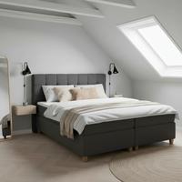 Boxspringbett Jerry Grau ca. 180x200 cm mit Topper - Dunkelgrau/Erlefarben, MODERN, Holz/Holzwerkstoff (180/200cm) - Bessagi Home