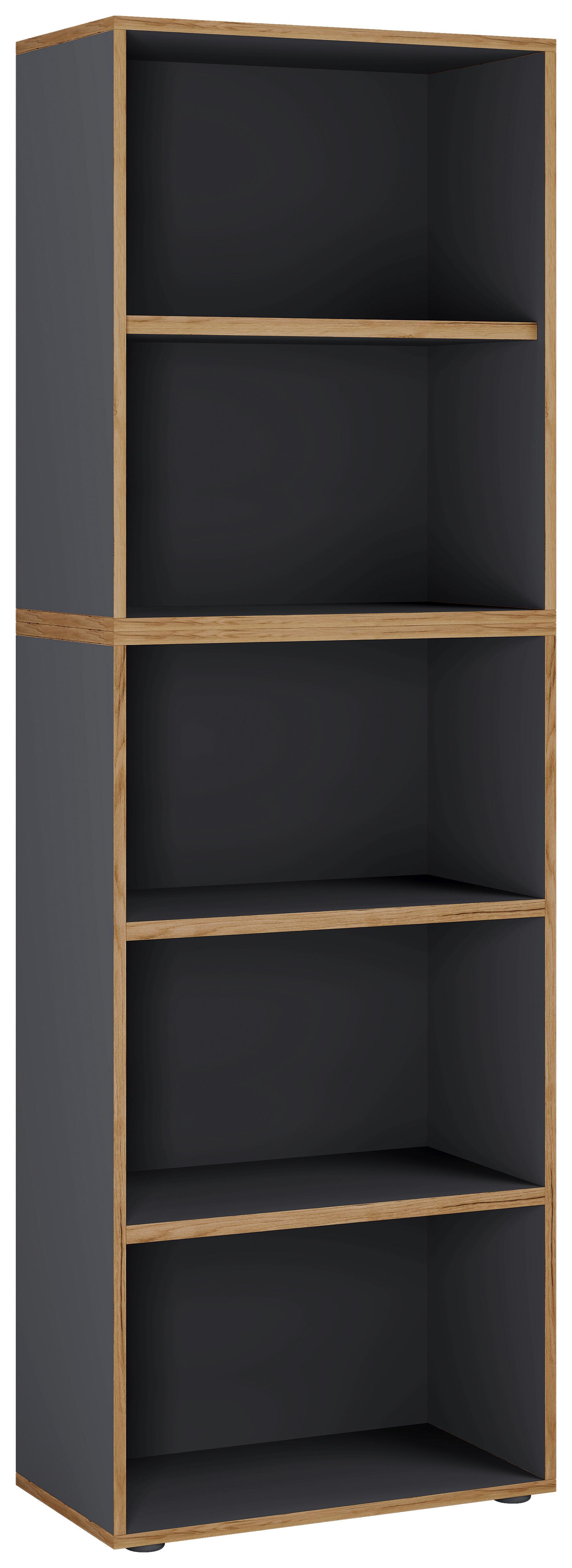 Pisarniški Regal Salia B60, Antracit, Barva Hrasta - črna/medeni hrast, Design, umetna masa/leseni material (60/183/33cm) - MID.YOU