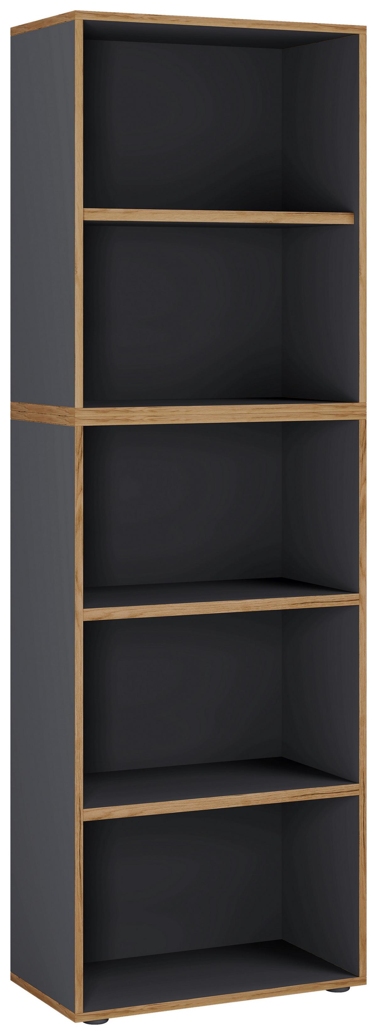 Pisarniški Regal Salia B60, Antracit, Barva Hrasta - črna/medeni hrast, Design, umetna masa/leseni material (60/183/33cm) - MID.YOU