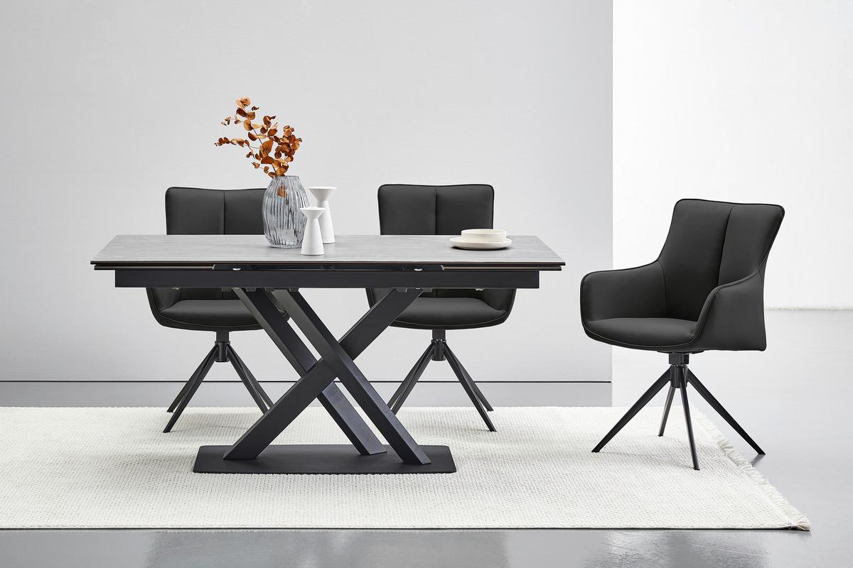 KRZESŁO Z PODŁOKIETNIKAMI YUKI -EXKLUSIV- - czarny, Design, skóra/metal (64/87/60cm) - Novel