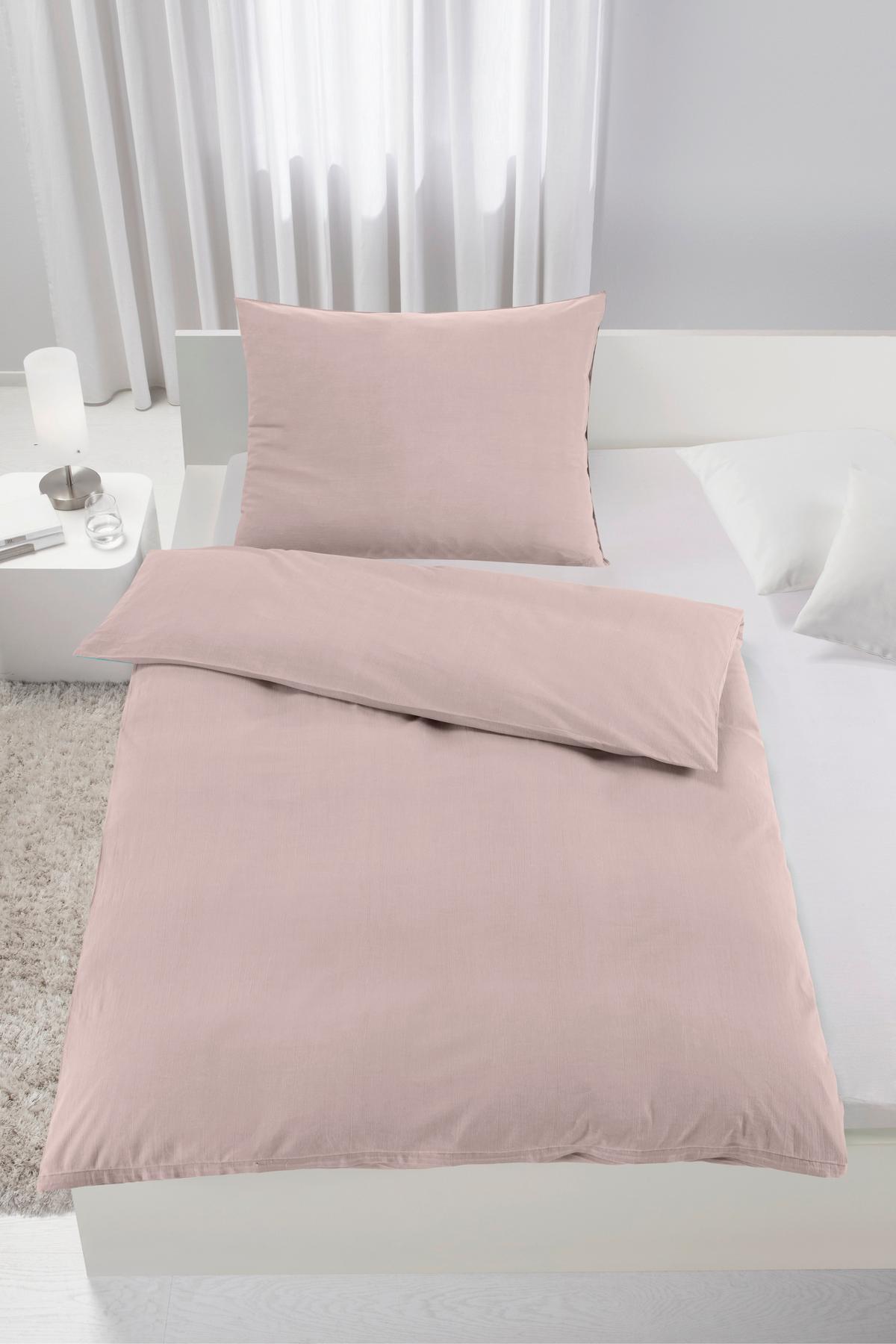 Bettwäsche Stone Washed Ca. 160x210cm - Rosa, Romantik / Landhaus, Textil (160/210cm) - Modern Living