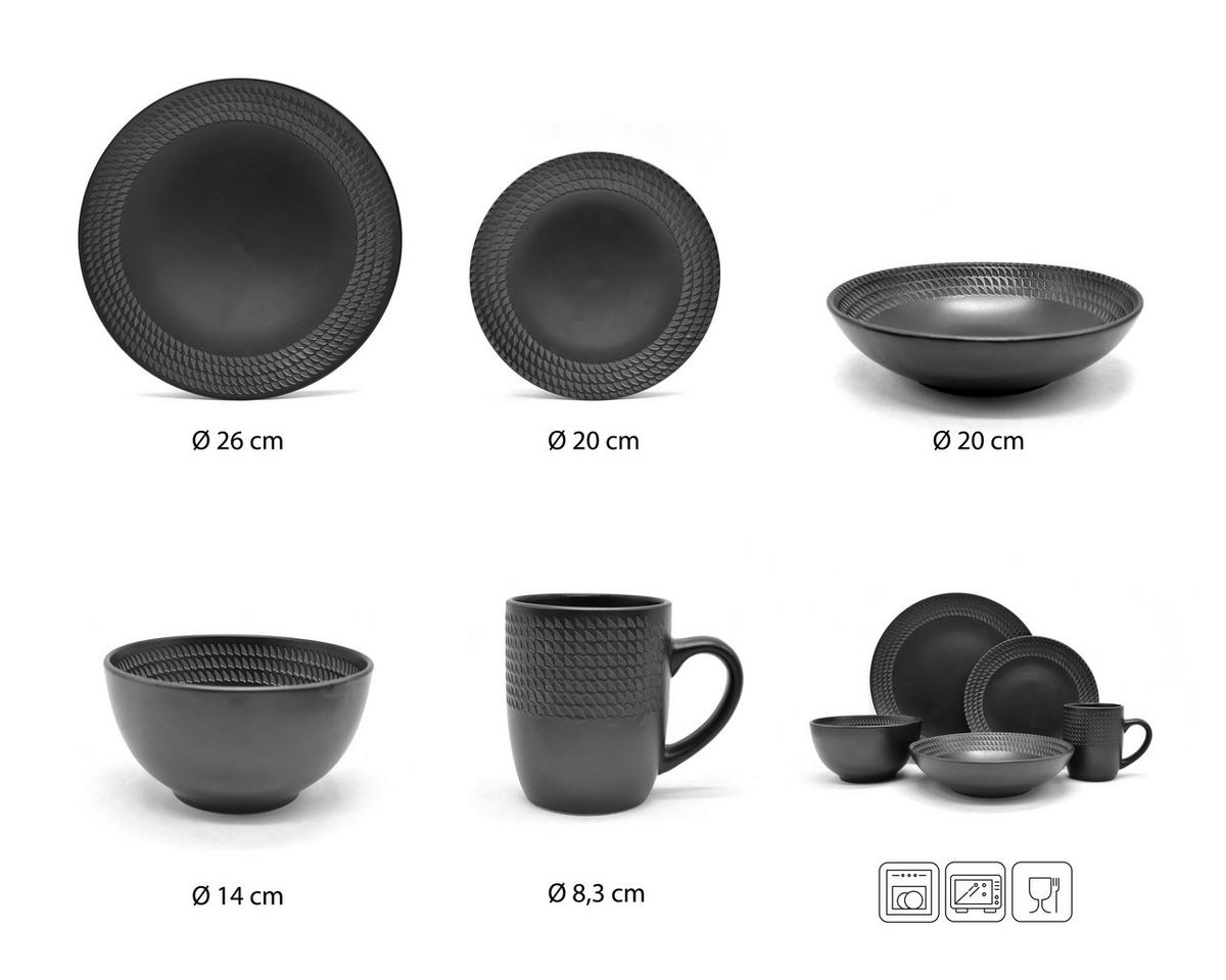 Kombinirani Servis Blackstyle, 20-Delni - črna, Basics, keramika - Echtwerk