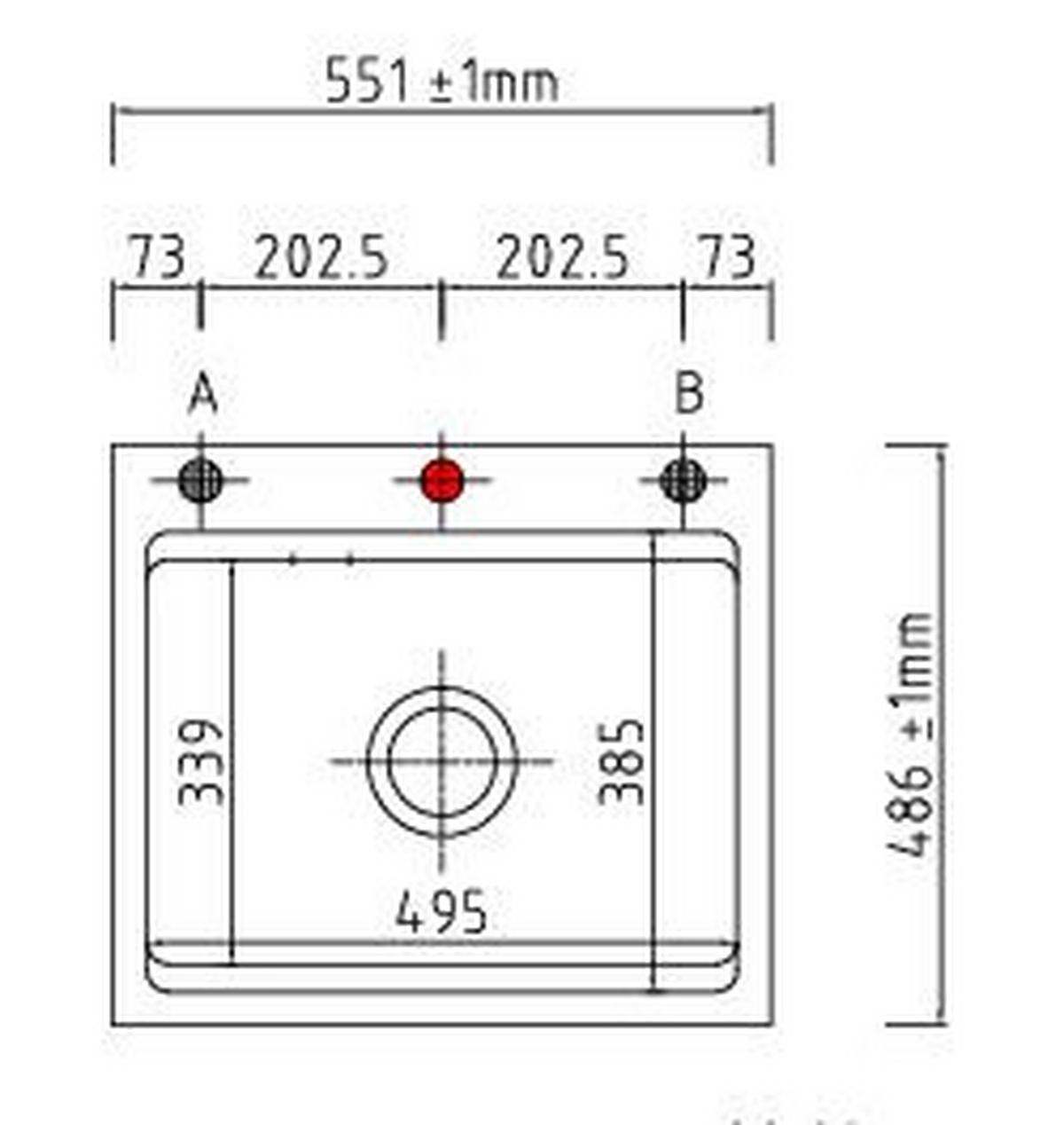 Einbauspüle Kara 57F, Polar - Weiß, MODERN, Keramik (55,5/48,6cm) - Systemceram