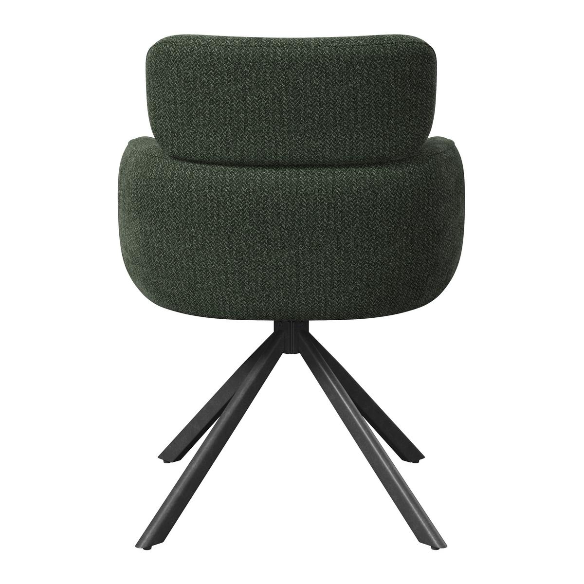 Armlehnstuhl Liora Grün Webstoff Drehbar Gepolstert - Schwarz/Grün, MODERN, Textil/Metall (57,5/84/61cm) - Bessagi Home
