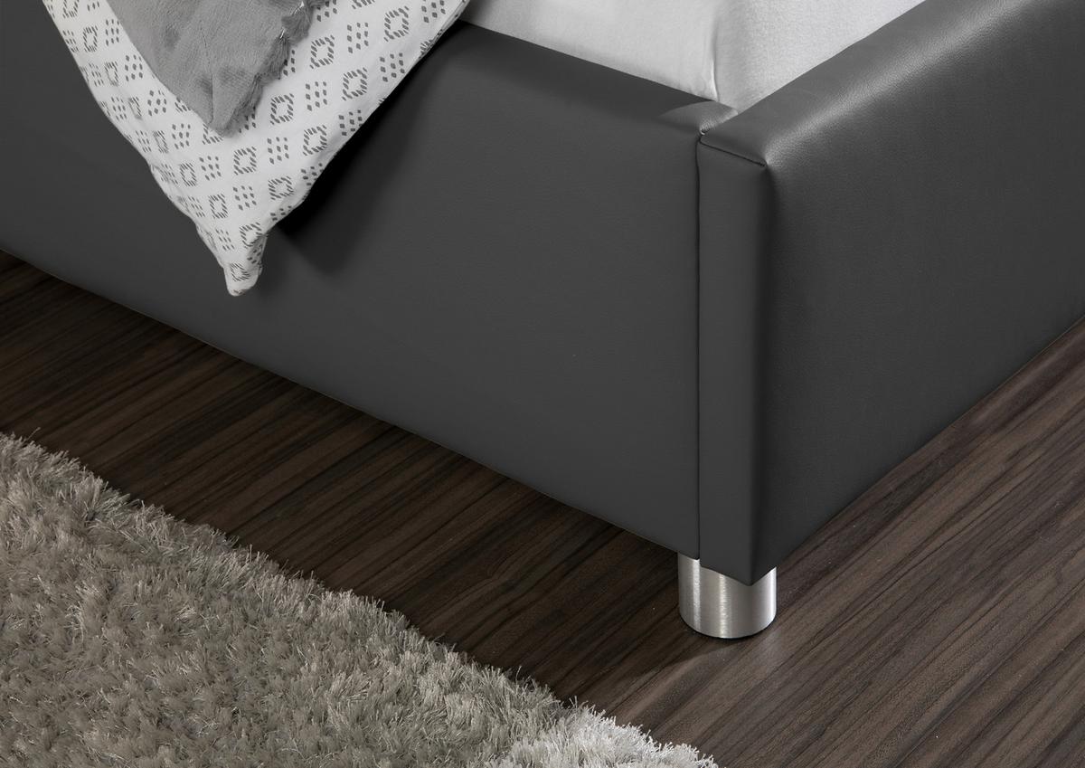 Polsterbett Baltimore Anthrazit ca. 100x200 cm - Anthrazit/Alufarben, MODERN, Textil/Metall (100/200cm) - Livetastic