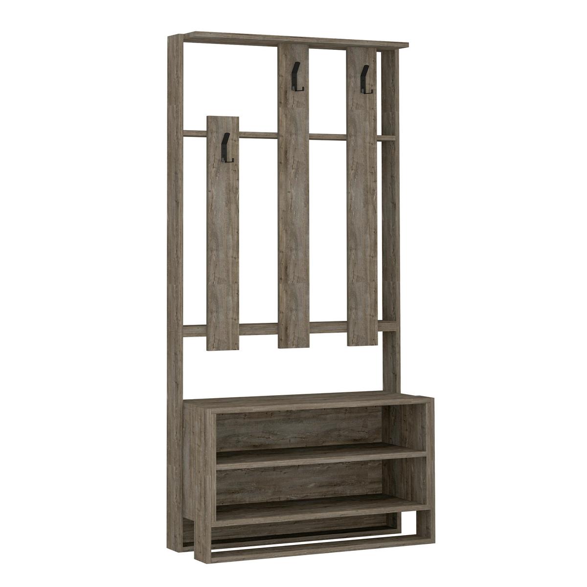 GARDEROBENSCHRANK CHESTER HALL STAND - Eiche dunkel, Design, Holzwerkstoff (90/180/36cm) - Livetastic