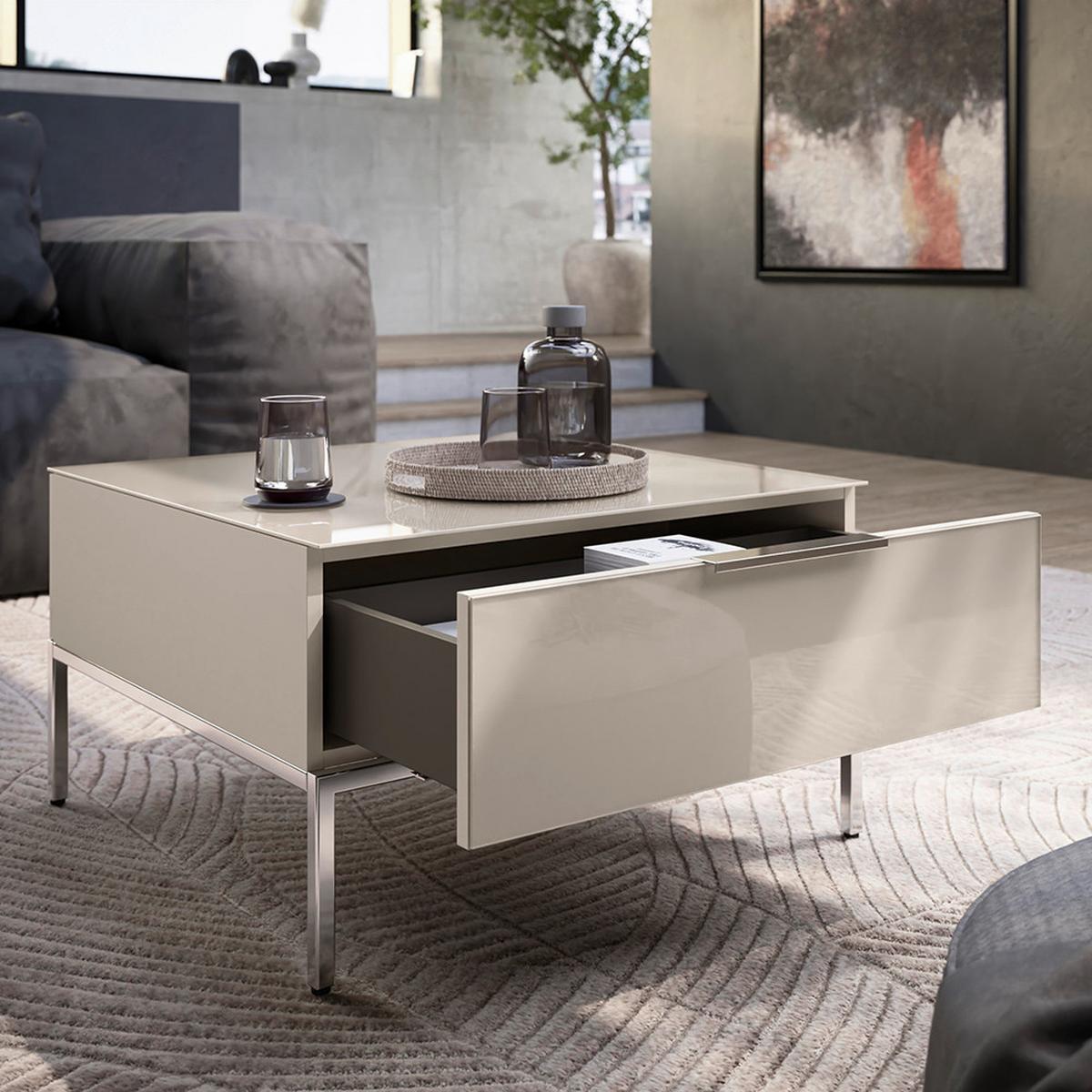 Couchtisch Siena - Chromfarben/Kaschmir, Modern, Glas/Holzwerkstoff (70/41/70cm) - Premium Living