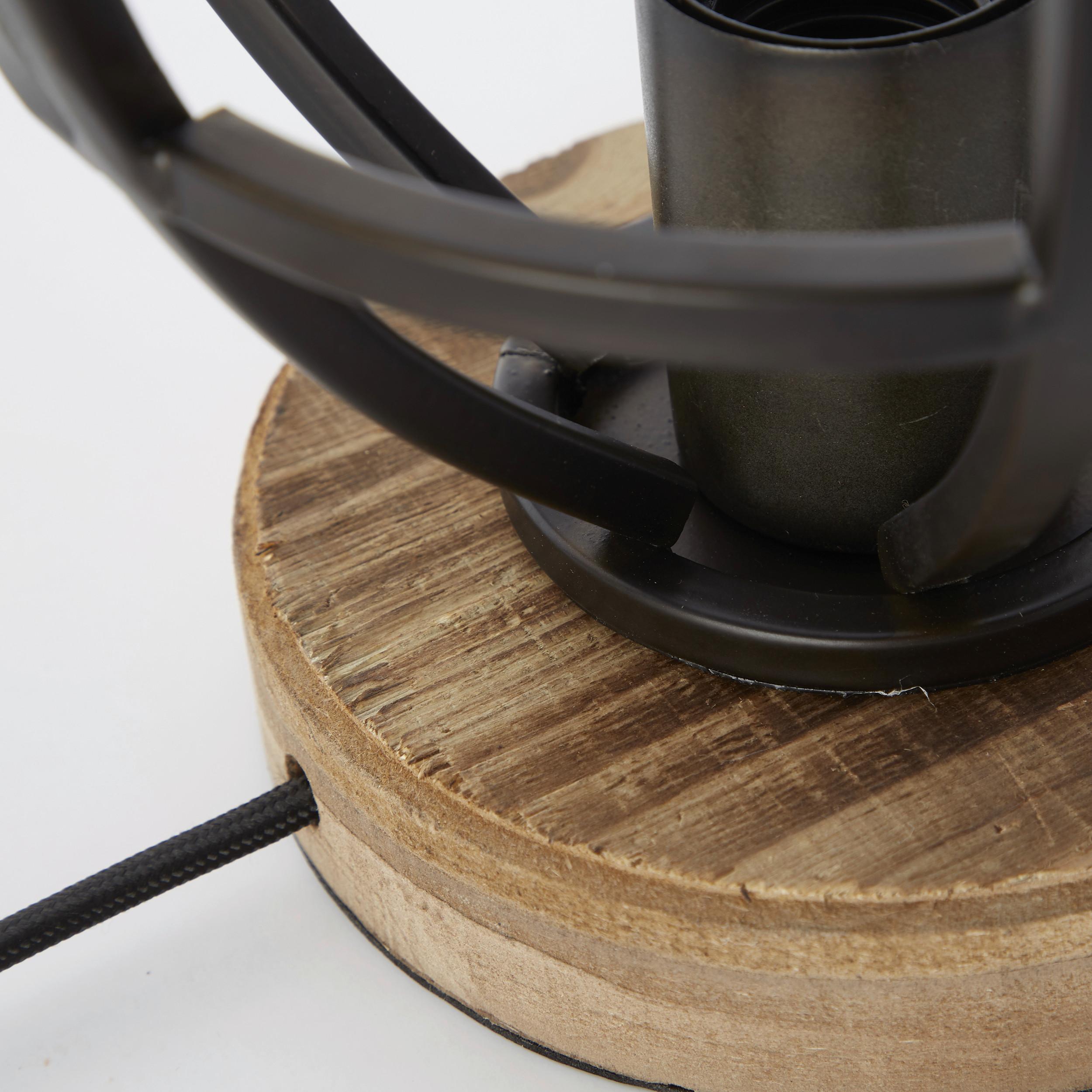 Tischleuchte Matrix Wood in Schwarz max. 40 Watt - Schwarz, Design, Holz/Metall (18/19,5cm) - Brilliant