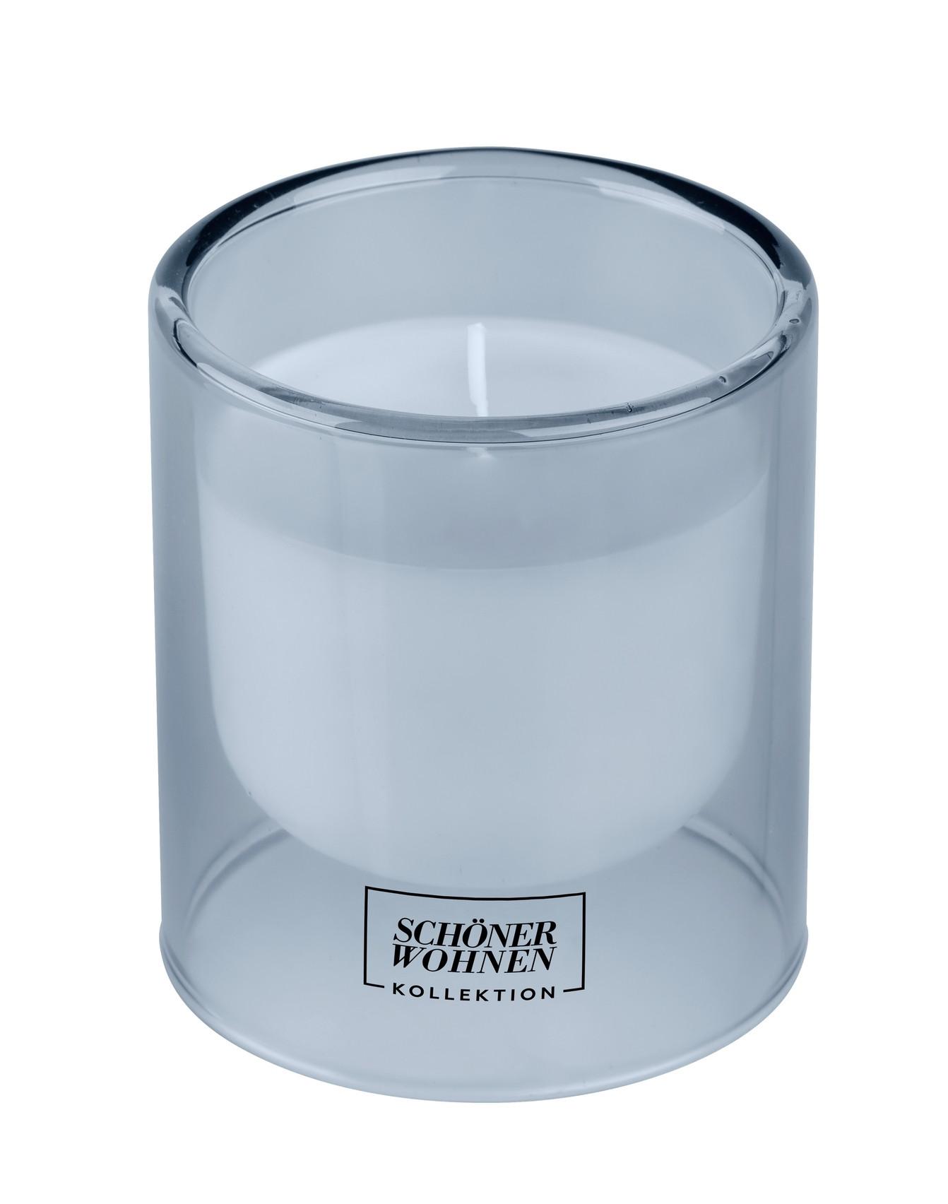 Duftkerze Schöner Wohnen-Kollektion Blau - Blau/Orange, Design, Glas (7,5/8,5cm) - Schöner Wohnen