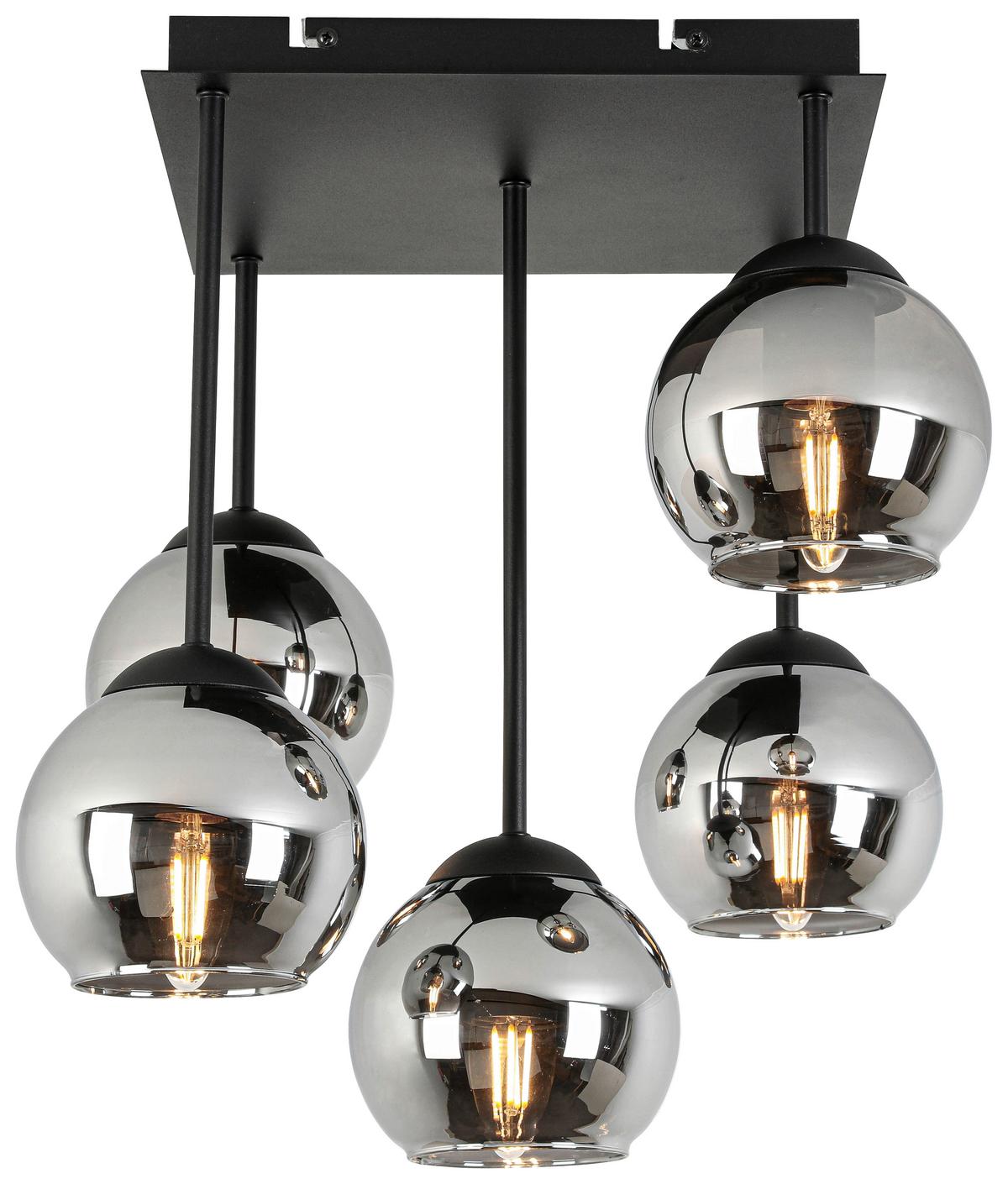 LAMPA SUFITOWA MIA - czarny/kolor chromowy, Trend, tworzywo sztuczne/metal (36/36/42,3cm) - Novel