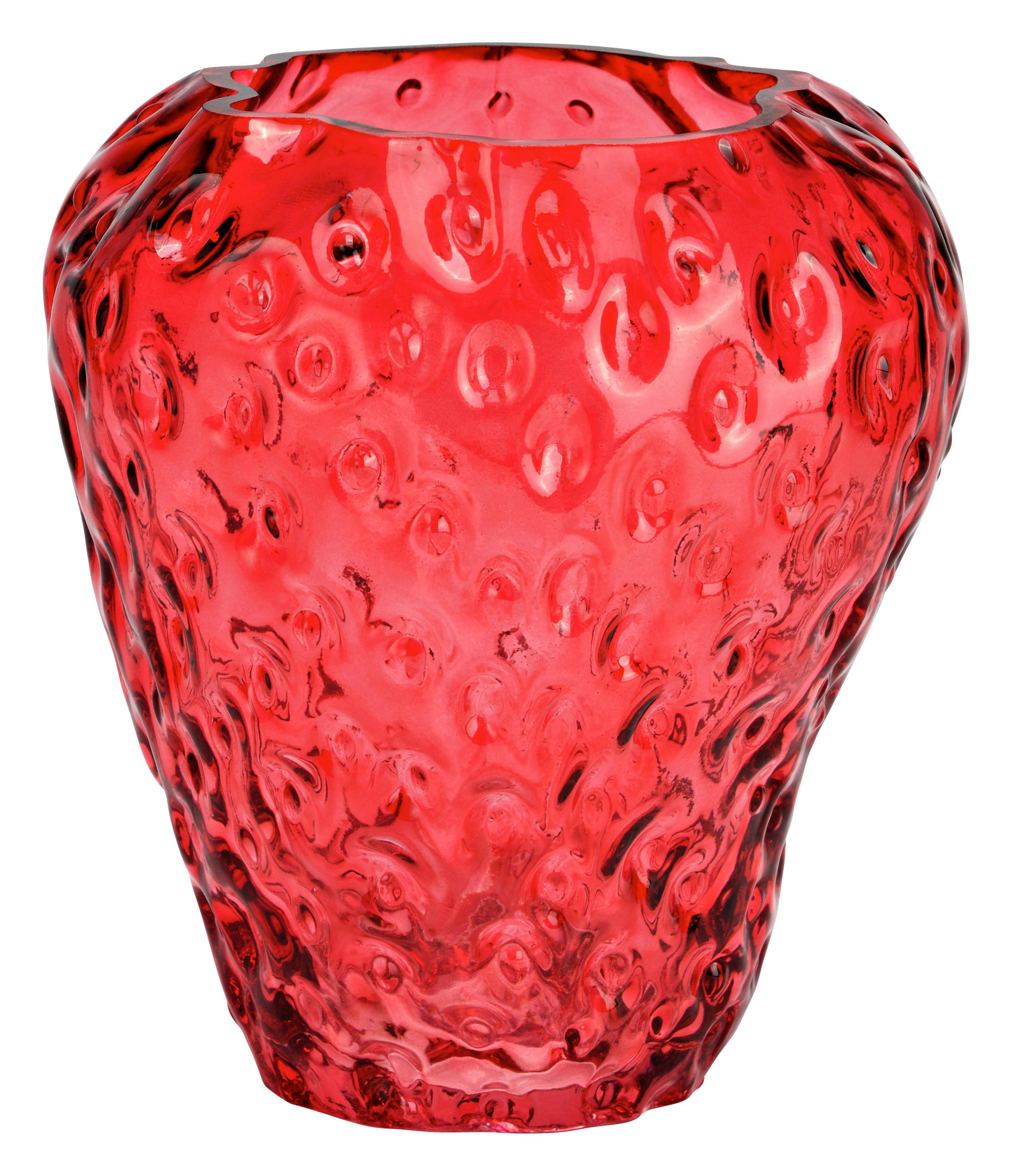 Vase Erdbeere aus Glas Rot - Rot, Basics, Glas (15/16/15cm)