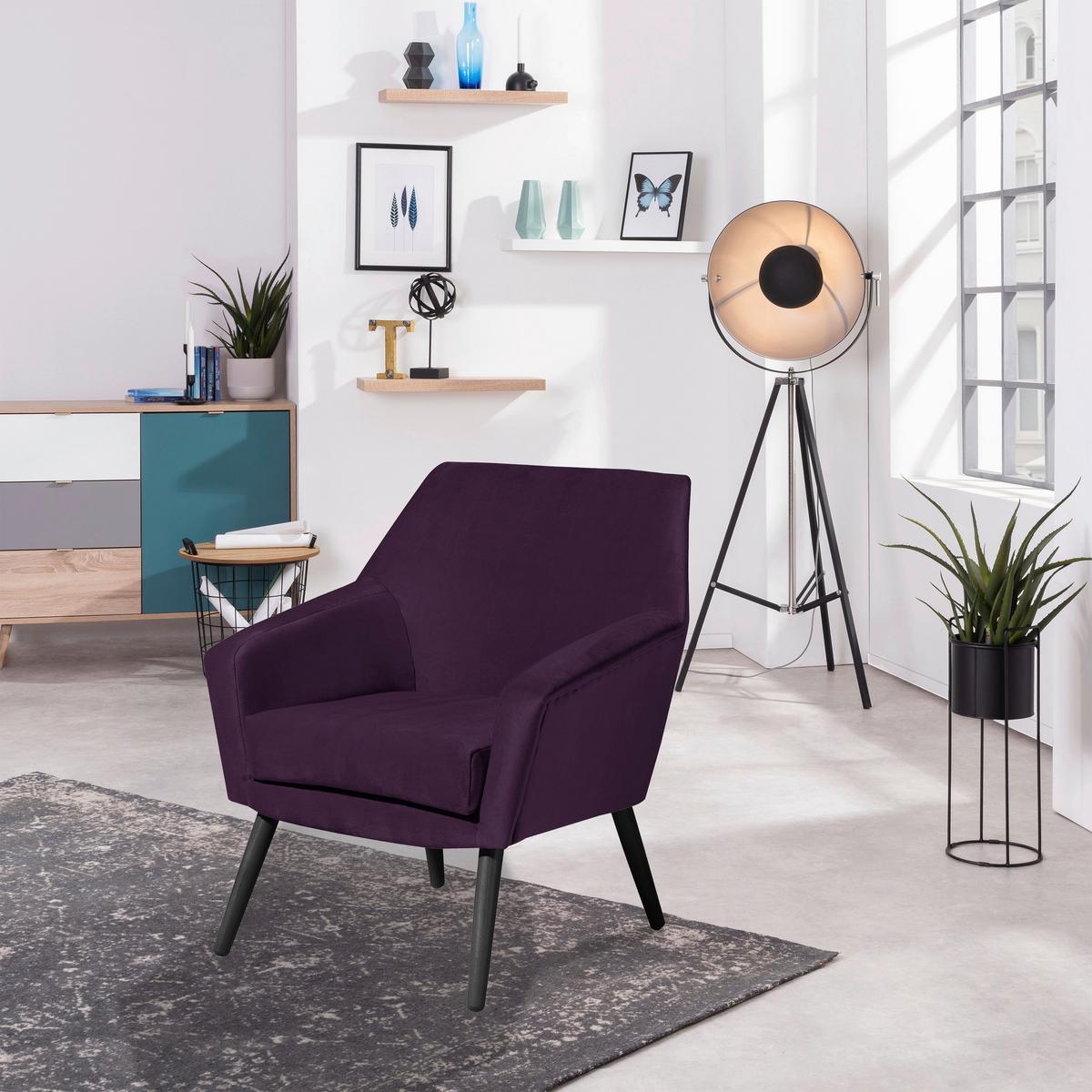 SESSEL ALEGRO - Lila/Schwarz, Design, Holz/Textil (67/81/71cm) - Max Winzer