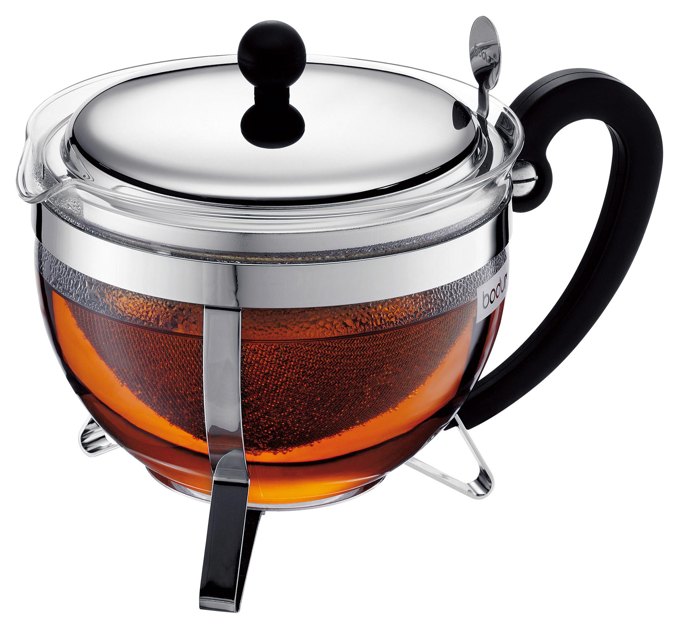 Teekanne Bodum Chamboard Chromfarben ca. 1,3l - Chromfarben, KONVENTIONELL, Glas (19/17/17cm) - Bodum