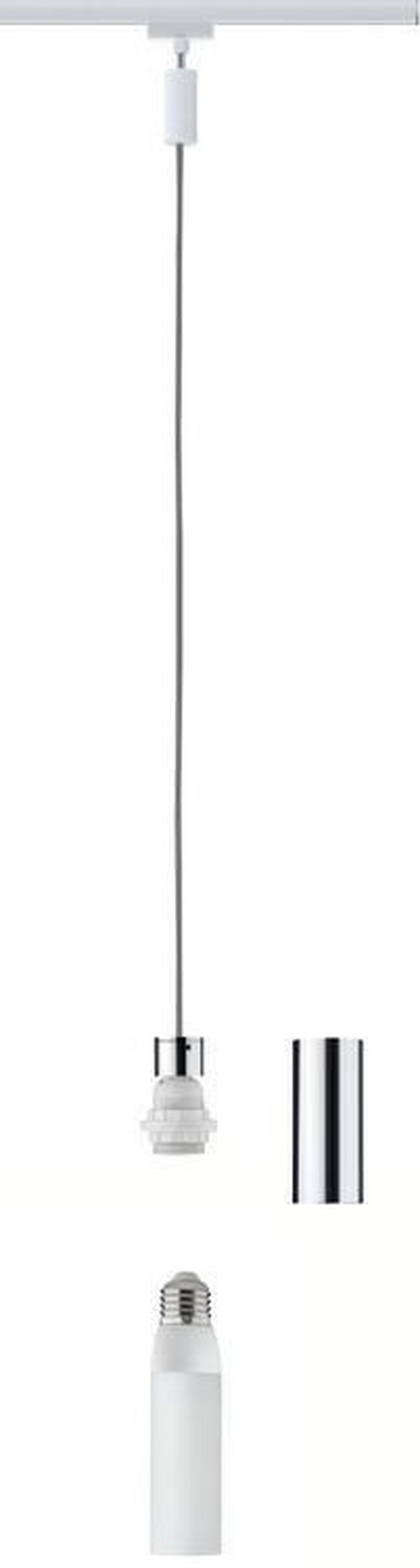 Schienensystem-Hängeleuchte Basic Pendulum max. 20 Watt - Chromfarben/Weiß, Design, Metall (150cm) - Paulmann