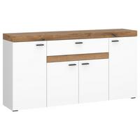 Sideboard Kiro Alpinweiß/Coast Evoke - Schwarz, MODERN, Holzwerkstoff/Metall (160/86/42cm) - Mömax