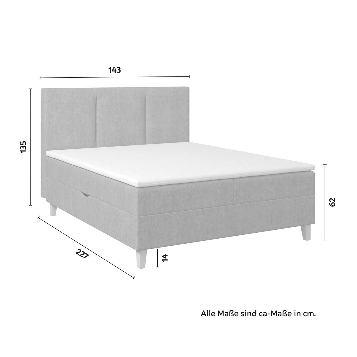 Boxbett Monza Braun ca. 140x200 cm mit Topper - Eichefarben/Braun, MODERN, Holz/Textil (140/200cm) - Bessagi Home