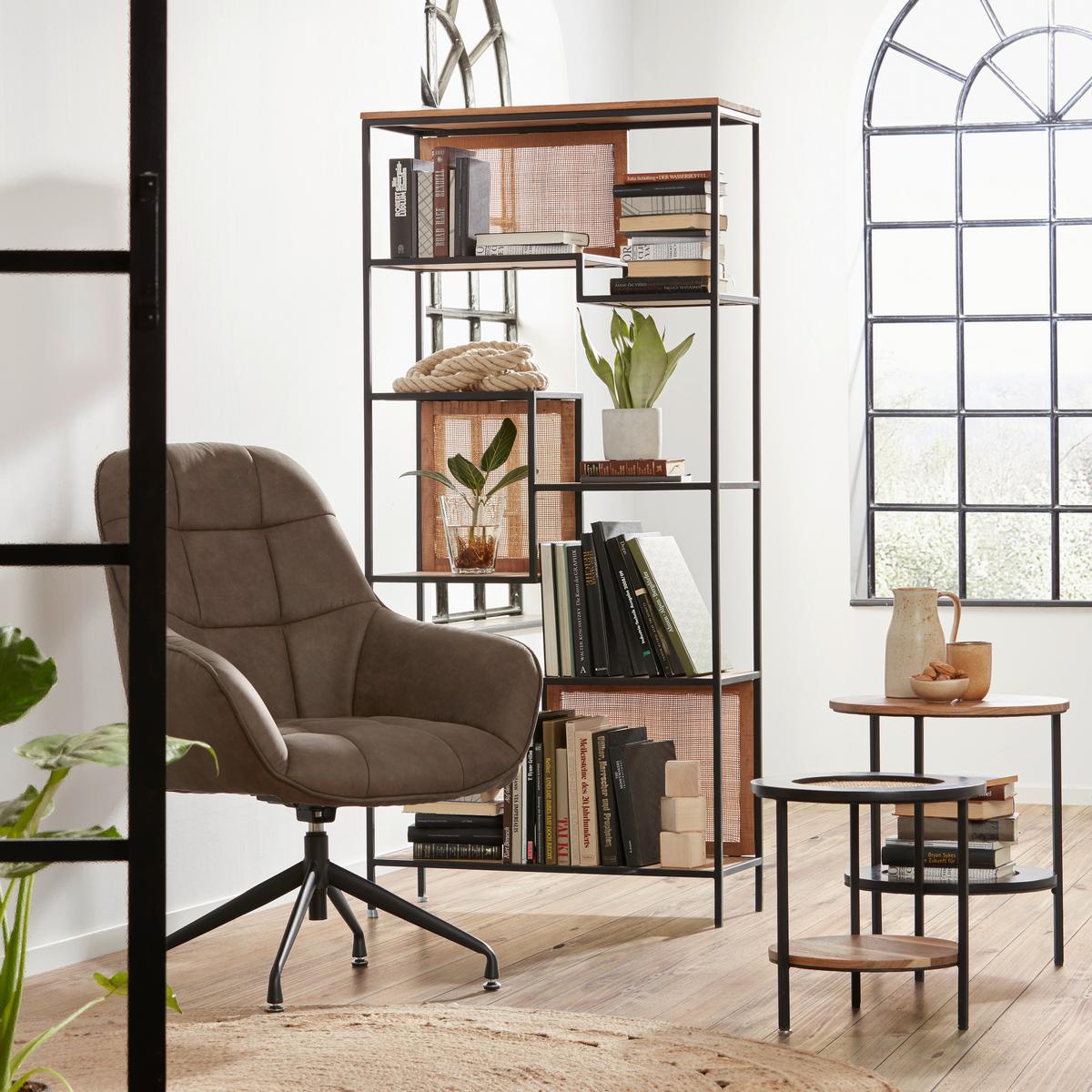 Fotel Elias - barna/fekete, Modern, textil/fém (73/100/75cm) - Mömax