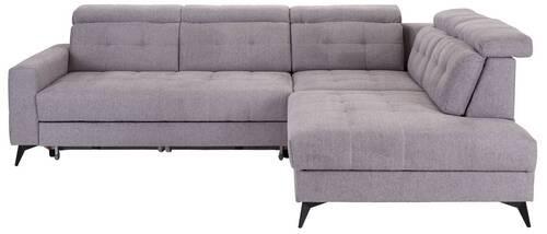 Sedežna Garnitura Barletta, Siva, Ležišče, Predal - črna, Moderno, kovina/tekstil (289/228cm) - Premium Living