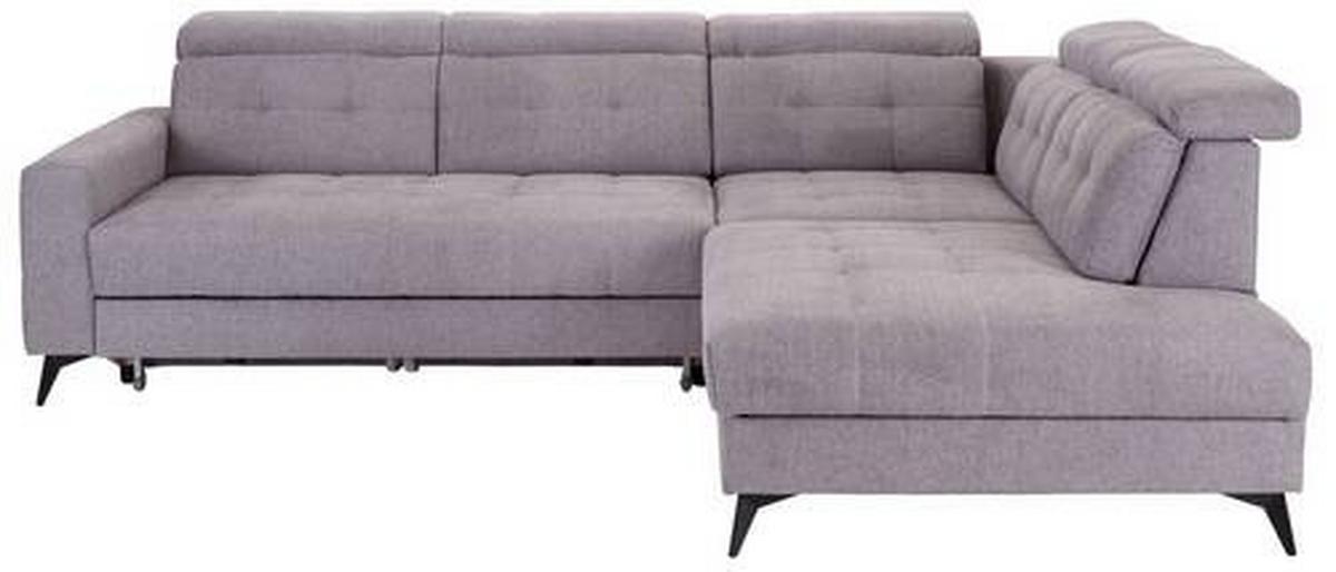 Sedežna Garnitura Barletta, Siva, Ležišče, Predal - črna, Moderno, kovina/tekstil (289/228cm) - Premium Living