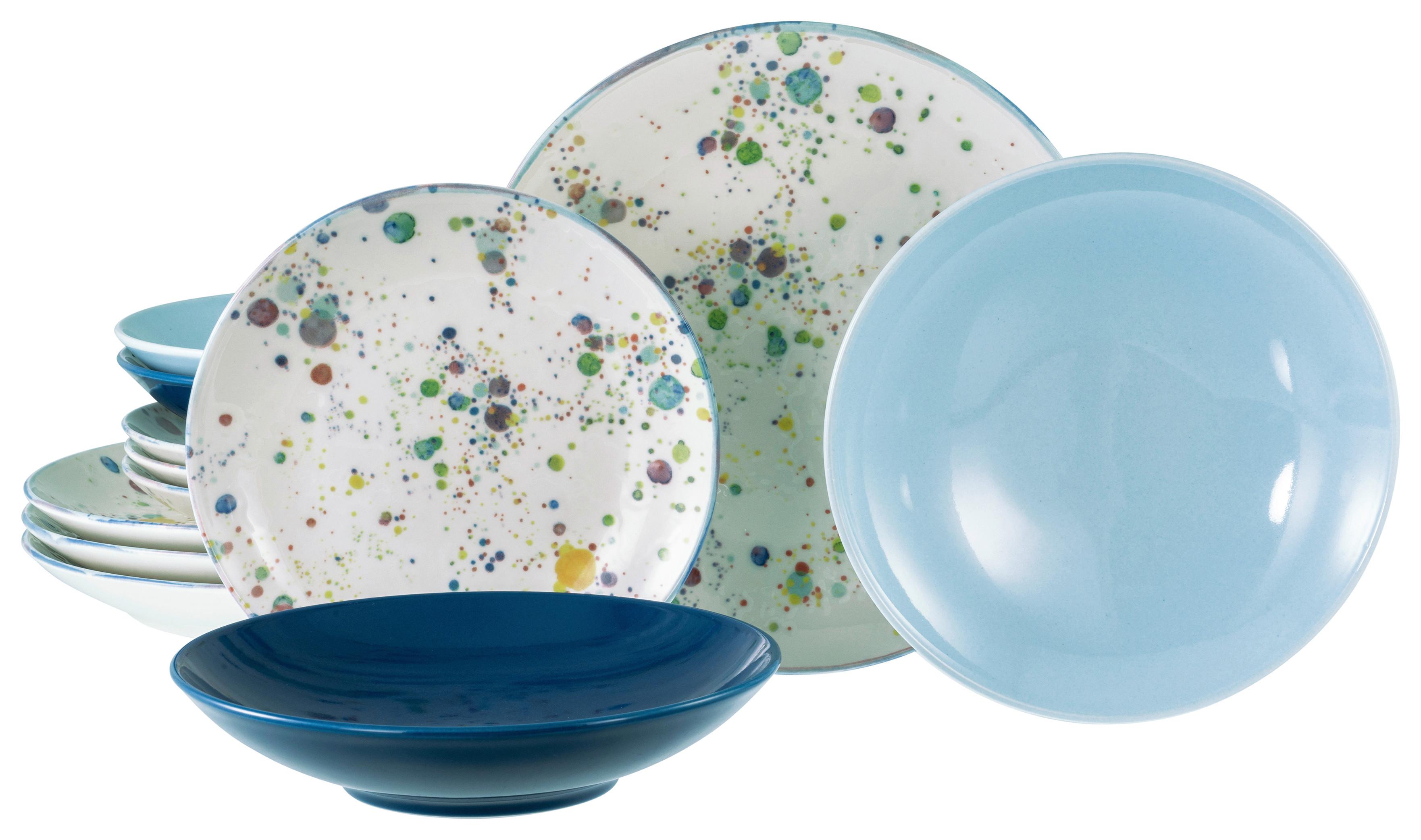 Jedilni Servis Candy Drops Mix, 12-Delni - modra/pastelno modra, Basics, keramika - Creatable