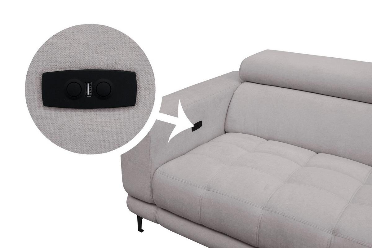 Sarokkanapé Aspen - szürkésbézs, Konventionell, faalapú anyag/textil (264/192cm)