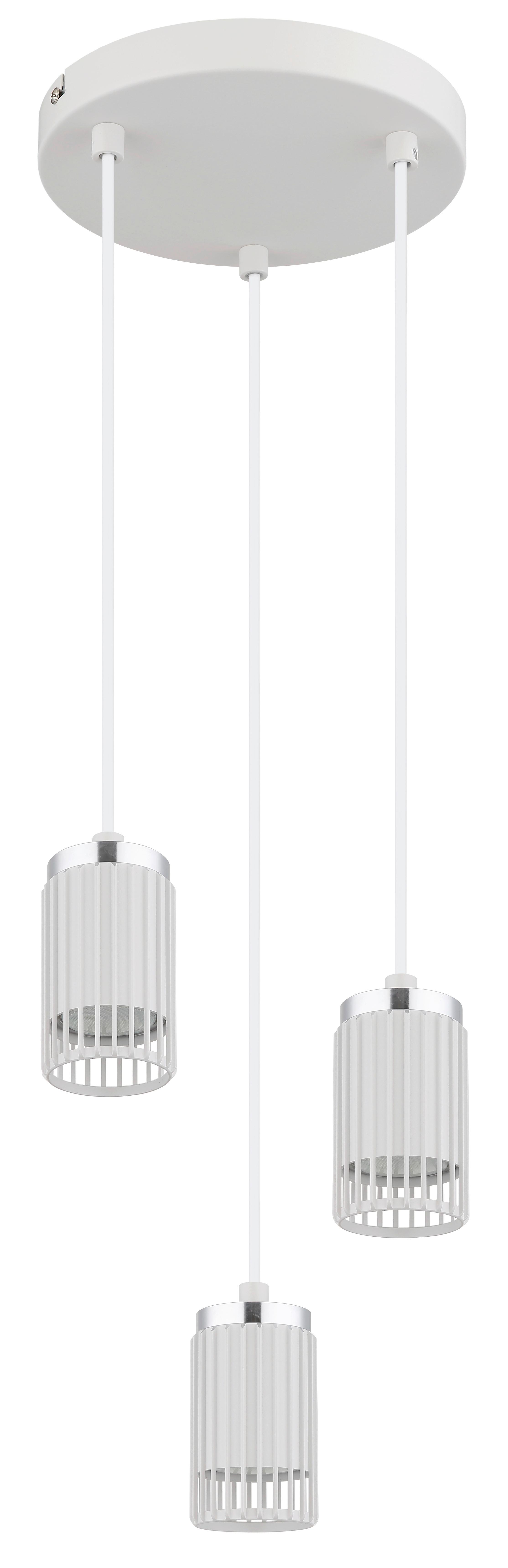 HÄNGELEUCHTE 57906-3HW KORBEN - Chromfarben/Weiss, Design, Kunststoff/Metall (21/115,5cm) - Globo