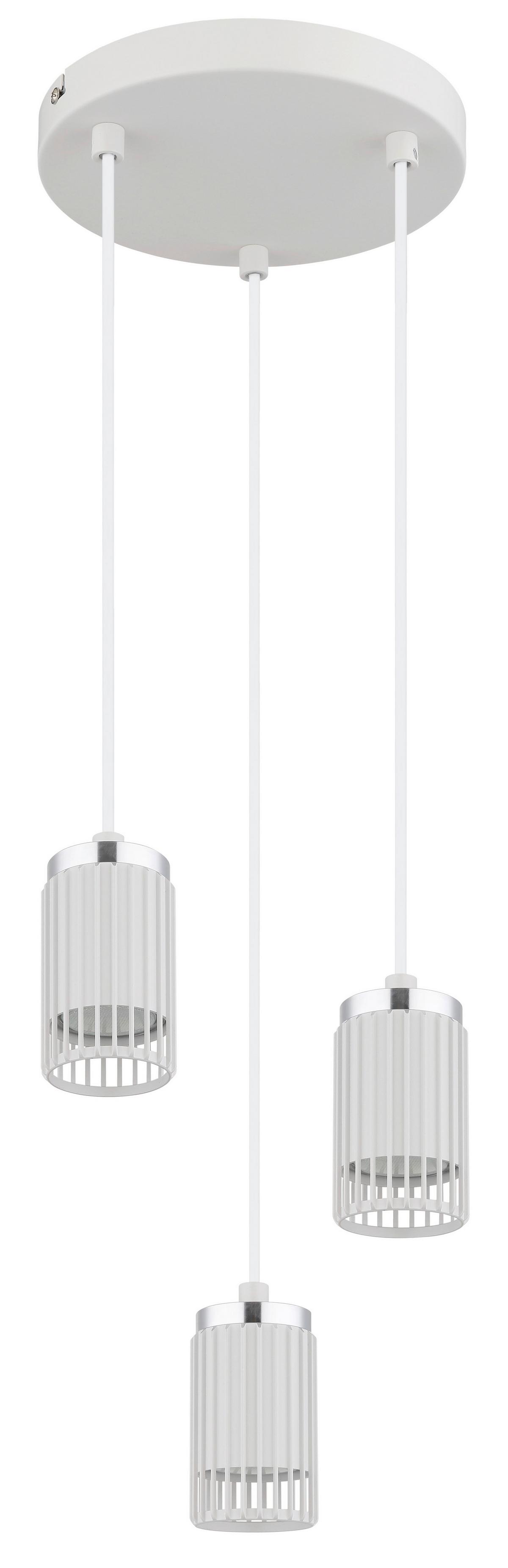 HÄNGELEUCHTE 57906-3HW KORBEN - Chromfarben/Weiss, Design, Kunststoff/Metall (21/115,5cm) - Globo