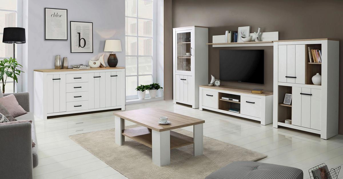 Poliță de perete ELARA - alb/stejar Bianco, Modern, material pe bază de lemn (160/25,6/21,9cm) - Modern Living