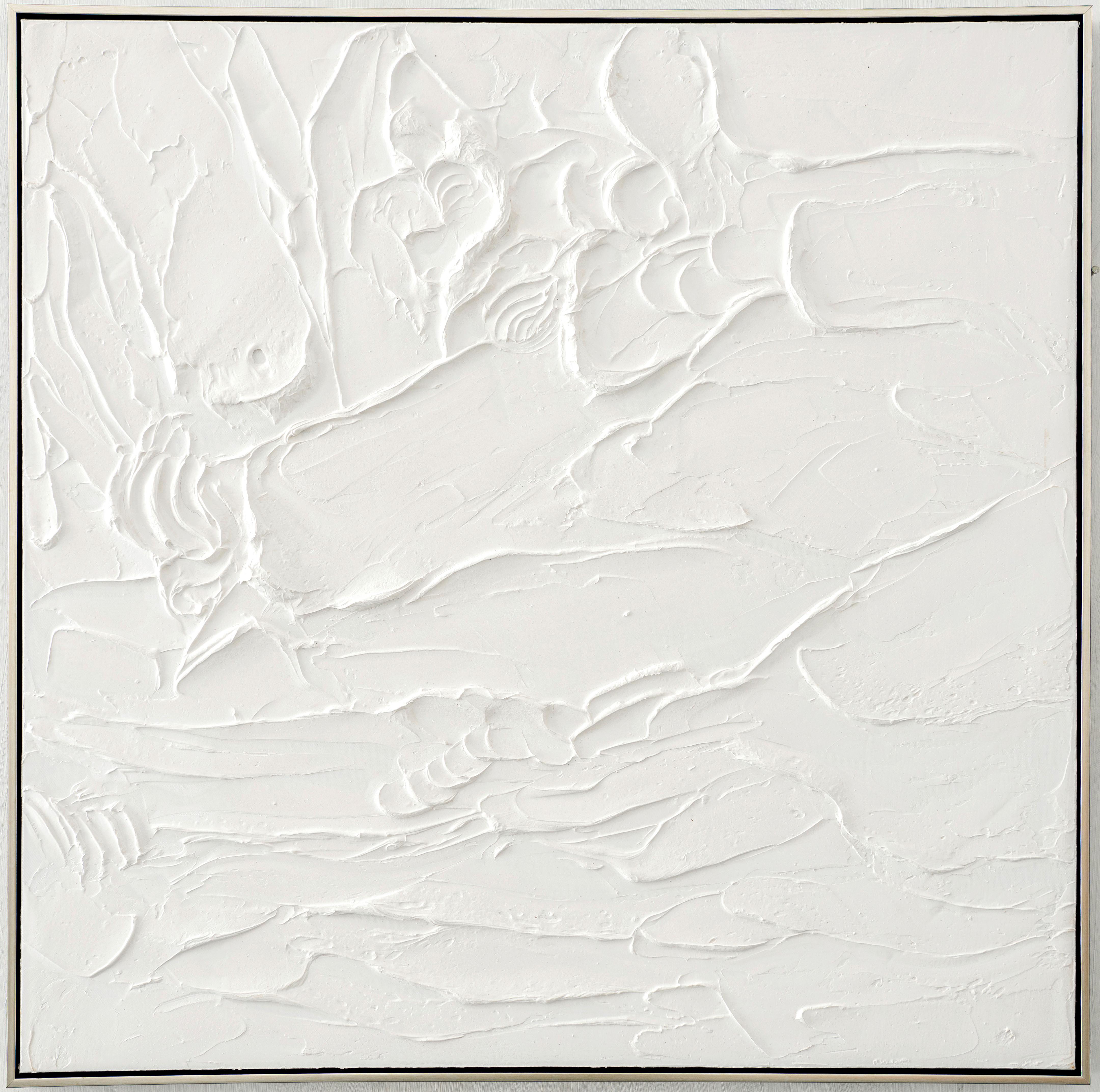 OBRAZ OLEJNY L-28589-1C - kolor srebrny/biały, Design, tworzywo sztuczne/drewno (85/85cm) - Monee