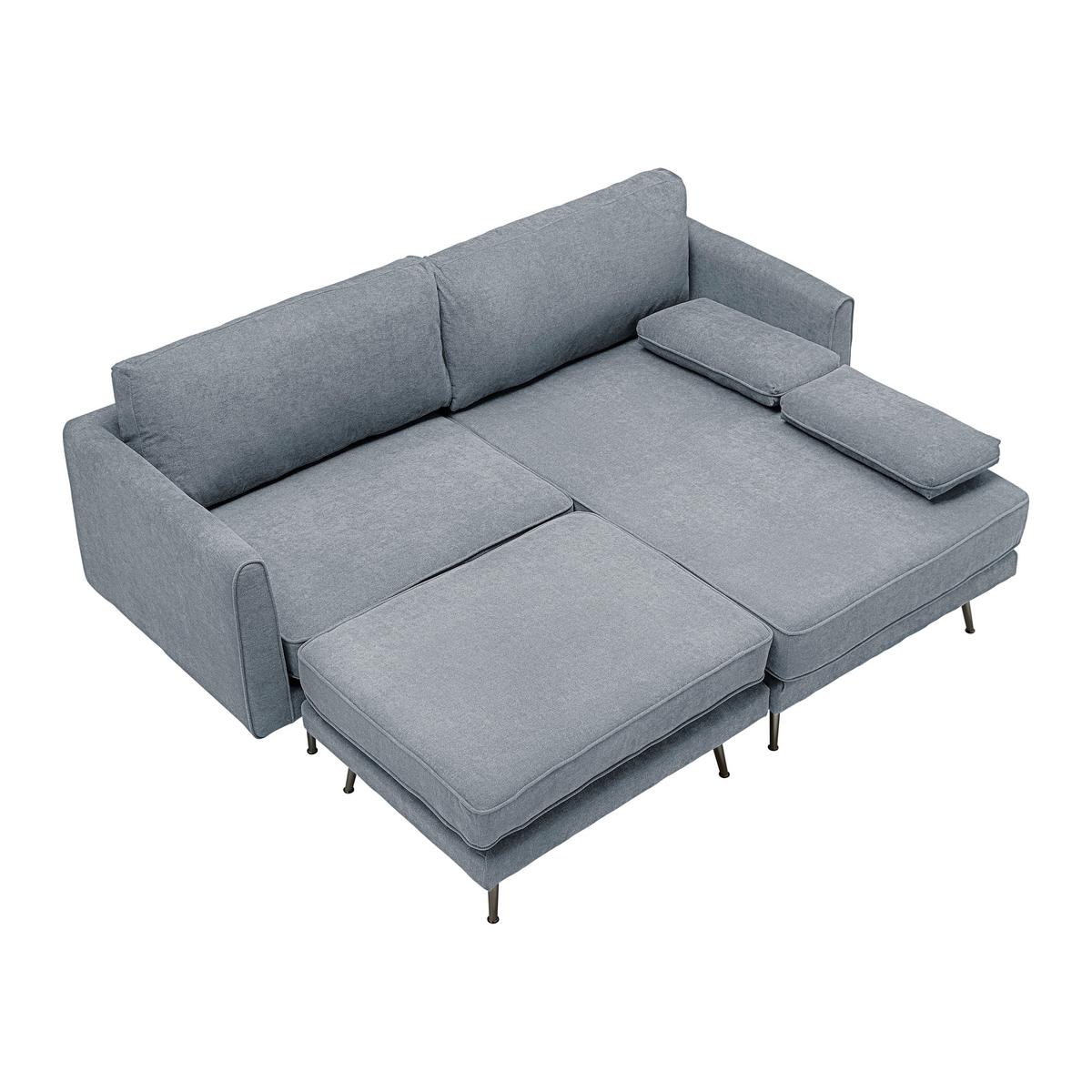 Wohnlandschaft grau, "Dunja" - Grau, Modern, Holz/Textil (295/89/161cm) - Bessagi Home