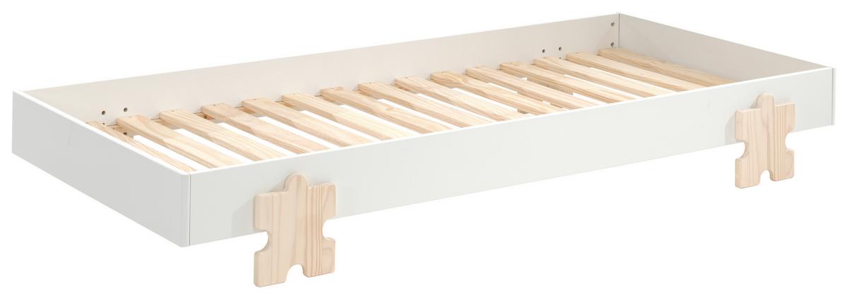 Kinder-/Juniorbett Modulo ca. 90x200 cm Weiß - Weiß/Kieferfarben, MODERN, Holz/Holzwerkstoff (90/200cm) - MID.YOU