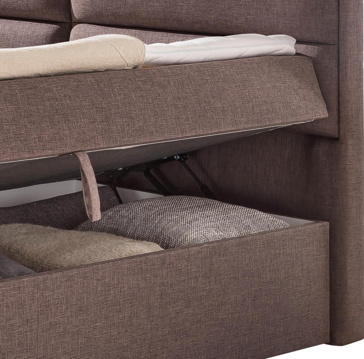Boxspringbett Mercura in Braun ca. 180x200 cm inkl. Topper - Braun, MODERN, Holzwerkstoff/Textil (180/200cm) - MID.YOU