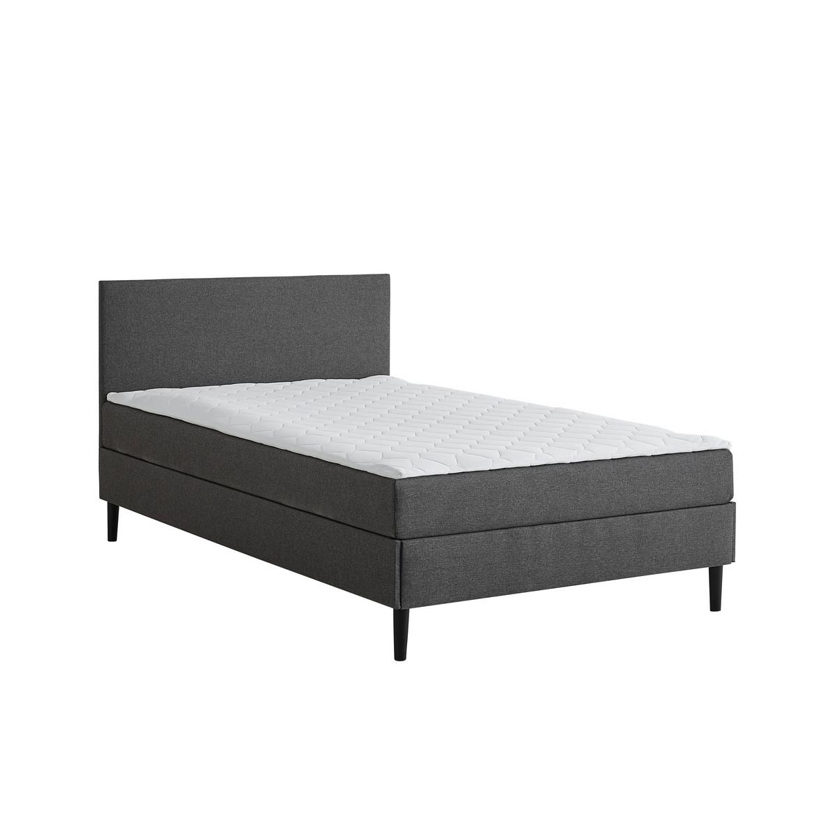 Bett Janis in Grau ca. 120x200cm - Schwarz/Grau, KONVENTIONELL, Holz/Textil (120/200cm) - Based