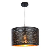 Hängeleuchte Tunno in Schwarz max. 40 Watt - Goldfarben/Schwarz, Design, Kunststoff/Metall (38/120cm) - Globo