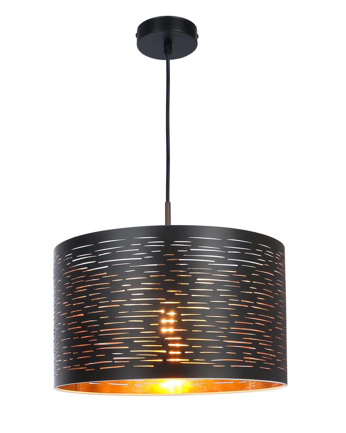 Hängeleuchte Tunno in Schwarz max. 40 Watt - Goldfarben/Schwarz, Design, Kunststoff/Metall (38/120cm) - Globo