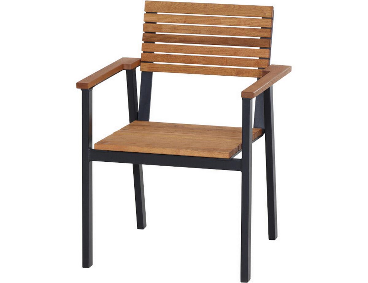 Gartensessel-Set Bozen 4-tlg. Echtholz/Schwarz - Naturfarben, Basics, Holz/Metall (60/83/58,5cm) - Siena Garden