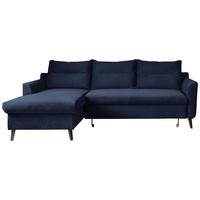 Eckschlafsofa in Dunkelblau ´STYLISH STAN DUNKELBLAU´ - Schwarz/Dunkelblau, Basics, Holz/Textil (150/230cm) - MID.YOU